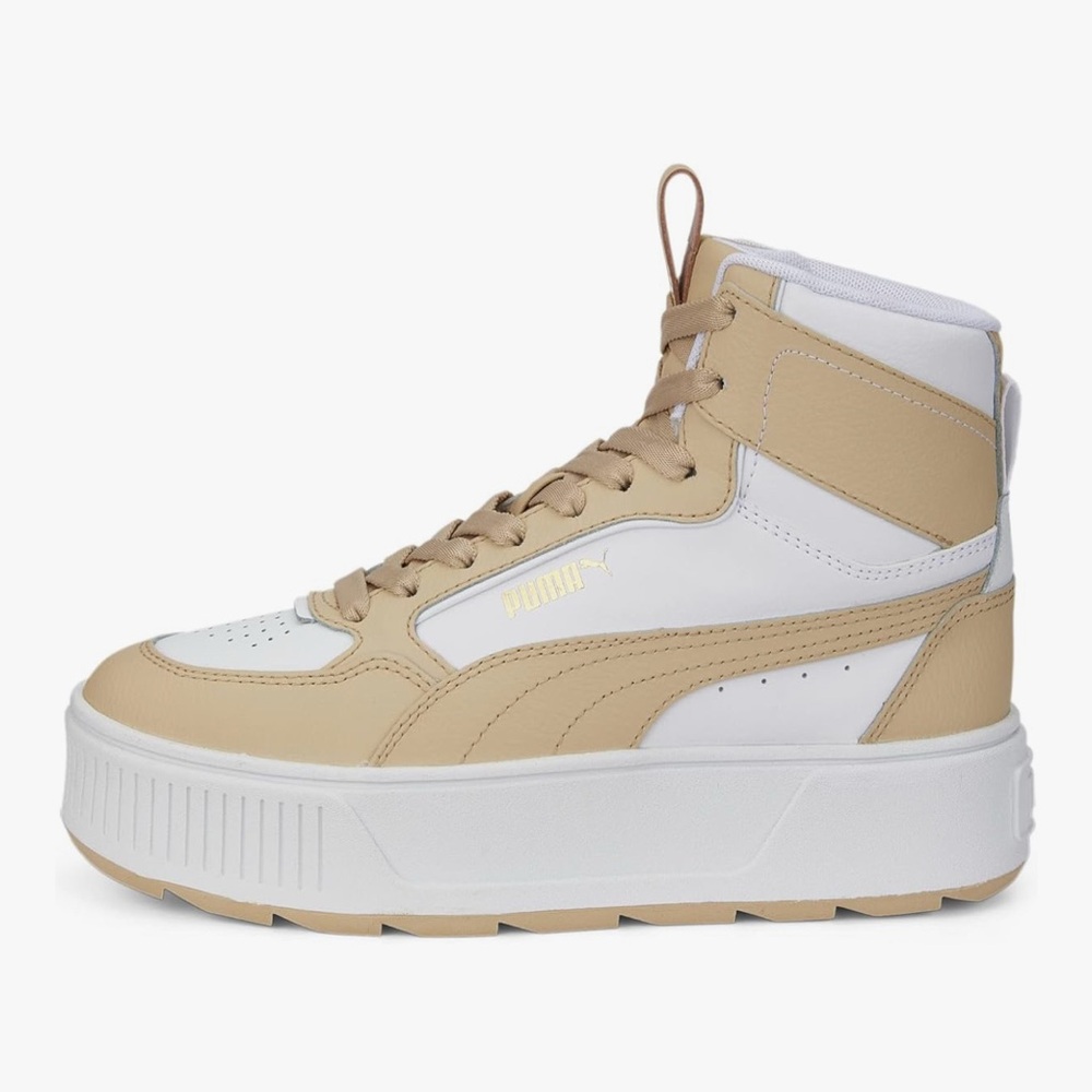 Puma Women's Tan and White High-Top Sneakers